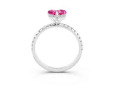 White gold Heart Cut Diamond Solitaire Ring with Four-Prong Setting and Pavé Band_3