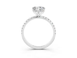 White gold Heart Cut Diamond Solitaire Ring with Four-Prong Setting and Pavé Band_3