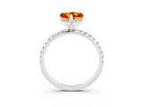 White gold Heart Cut Diamond Solitaire Ring with Four-Prong Setting and Pavé Band_3