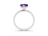 White gold Heart Cut Diamond Solitaire Ring with Four-Prong Setting and Pavé Band_3