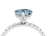 White gold Heart Cut Diamond Solitaire Ring with Four-Prong Setting and Pavé Band_4