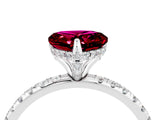 White gold Heart Cut Diamond Solitaire Ring with Four-Prong Setting and Pavé Band_4