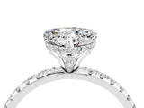 White gold Heart Cut Diamond Solitaire Ring with Four-Prong Setting and Pavé Band_4