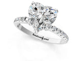 White gold Heart Cut Diamond Solitaire Ring with Four-Prong Setting and Pavé Band_4