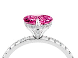 White gold Heart Cut Diamond Solitaire Ring with Four-Prong Setting and Pavé Band_4