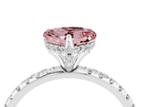 White gold Heart Cut Diamond Solitaire Ring with Four-Prong Setting and Pavé Band_4