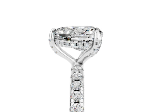 White gold Heart Cut Diamond Solitaire Ring with Four-Prong Setting and Pavé Band_5