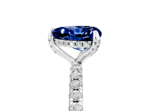 White gold Heart Cut Diamond Solitaire Ring with Four-Prong Setting and Pavé Band_5