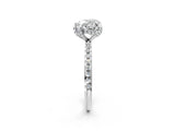 White gold Heart Cut Diamond Solitaire Ring with Four-Prong Setting and Pavé Band_5