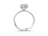 White gold Heart Cut Diamond Solitaire Ring with Four-Prong Setting and Pavé Band_6