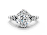 White gold Heart Cut Diamond Solitaire Ring with Hidden Halo and Pavé Band_33