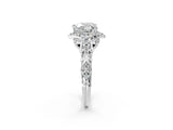 White gold Heart Cut Diamond Solitaire Ring with Hidden Halo and Pavé Band_35