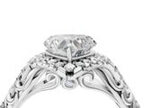 White gold Heart Cut Diamond Solitaire Ring with Hidden Halo and Pavé Band_37