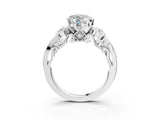 10K White Gold 4.09 Carat E VVS2 Heart Diamond Solitaire Ring with Milgrain Pavé Band and Four-Prong Setting