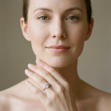 10K White Gold 4.09 Carat E VVS2 Heart Diamond Solitaire Ring with Milgrain Pavé Band and Four-Prong Setting