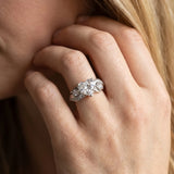 10K White Gold 4.09 Carat E VVS2 Heart Diamond Solitaire Ring with Milgrain Pavé Band and Four-Prong Setting