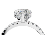 White gold Heart Cut Diamond Solitaire Ring with Pavé Band and Four-Prong Setting_342