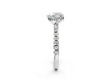 White gold Heart Cut Diamond Solitaire Ring with Pavé Band and Four-Prong Setting_342