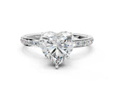 White gold Heart Cut Diamond Solitaire Ring with Pavé Band and Hidden Halo_92