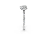 White gold Heart Cut Diamond Solitaire Ring with Pavé Band and Hidden Halo_93