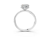 White gold Heart Cut Diamond Solitaire Ring with Pavé Band and Hidden Halo_95
