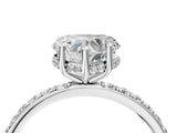 White gold Heart Cut Diamond Solitaire Ring with Pavé Band and Hidden Halo_95