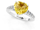 White gold Heart Cut Diamond Solitaire Ring with Pavé Band and Prong Setting_1