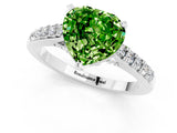 White gold Heart Cut Diamond Solitaire Ring with Pavé Band and Prong Setting_1