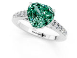 White gold Heart Cut Diamond Solitaire Ring with Pavé Band and Prong Setting_1