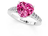 White gold Heart Cut Diamond Solitaire Ring with Pavé Band and Prong Setting_1