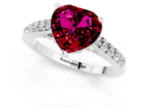 White gold Heart Cut Diamond Solitaire Ring with Pavé Band and Prong Setting_1