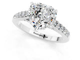 White gold Heart Cut Diamond Solitaire Ring with Pavé Band and Prong Setting_1