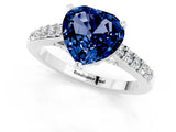 White gold Heart Cut Diamond Solitaire Ring with Pavé Band and Prong Setting_1