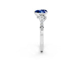 White gold Heart Cut Diamond Solitaire Ring with Pavé Band and Prong Setting_2