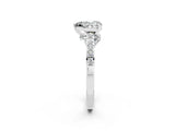 White gold Heart Cut Diamond Solitaire Ring with Pavé Band and Prong Setting_2