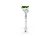 White gold Heart Cut Diamond Solitaire Ring with Pavé Band and Prong Setting_2