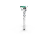 White gold Heart Cut Diamond Solitaire Ring with Pavé Band and Prong Setting_2