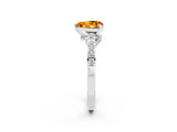 White gold Heart Cut Diamond Solitaire Ring with Pavé Band and Prong Setting_2