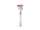 White gold Heart Cut Diamond Solitaire Ring with Pavé Band and Prong Setting_2