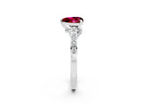 White gold Heart Cut Diamond Solitaire Ring with Pavé Band and Prong Setting_2