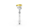 White gold Heart Cut Diamond Solitaire Ring with Pavé Band and Prong Setting_2