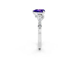 White gold Heart Cut Diamond Solitaire Ring with Pavé Band and Prong Setting_2