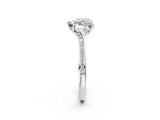 White gold Heart Cut Diamond Solitaire Ring with Pavé Band and Prong Setting_30