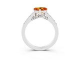 White gold Heart Cut Diamond Solitaire Ring with Pavé Band and Prong Setting_3