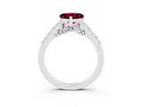 White gold Heart Cut Diamond Solitaire Ring with Pavé Band and Prong Setting_3