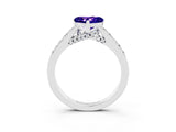 White gold Heart Cut Diamond Solitaire Ring with Pavé Band and Prong Setting_3