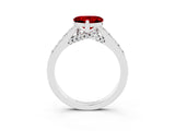 White gold Heart Cut Diamond Solitaire Ring with Pavé Band and Prong Setting_3