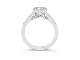 White gold Heart Cut Diamond Solitaire Ring with Pavé Band and Prong Setting_3