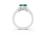 White gold Heart Cut Diamond Solitaire Ring with Pavé Band and Prong Setting_3