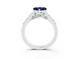 White gold Heart Cut Diamond Solitaire Ring with Pavé Band and Prong Setting_3